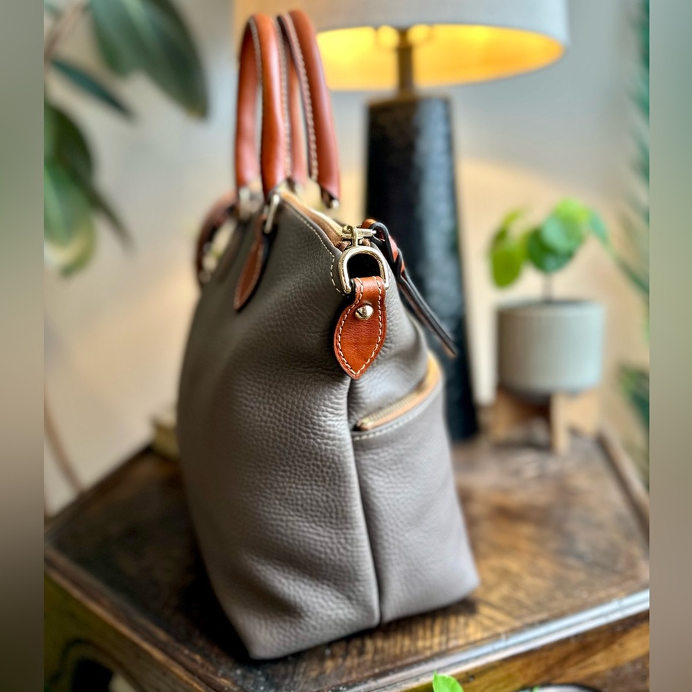 Dooney & Bourke Dillen Double Pocket Satchel in Elephant Grey - Picture 6 of 16